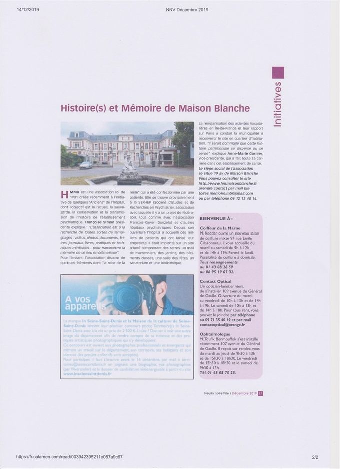 article journal de Neuilly sur Marne 12/2019
